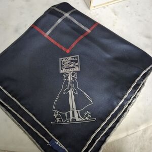 Authentic Burberry's 100% Italian silk Navy and RED Scarf. Rarley Used.